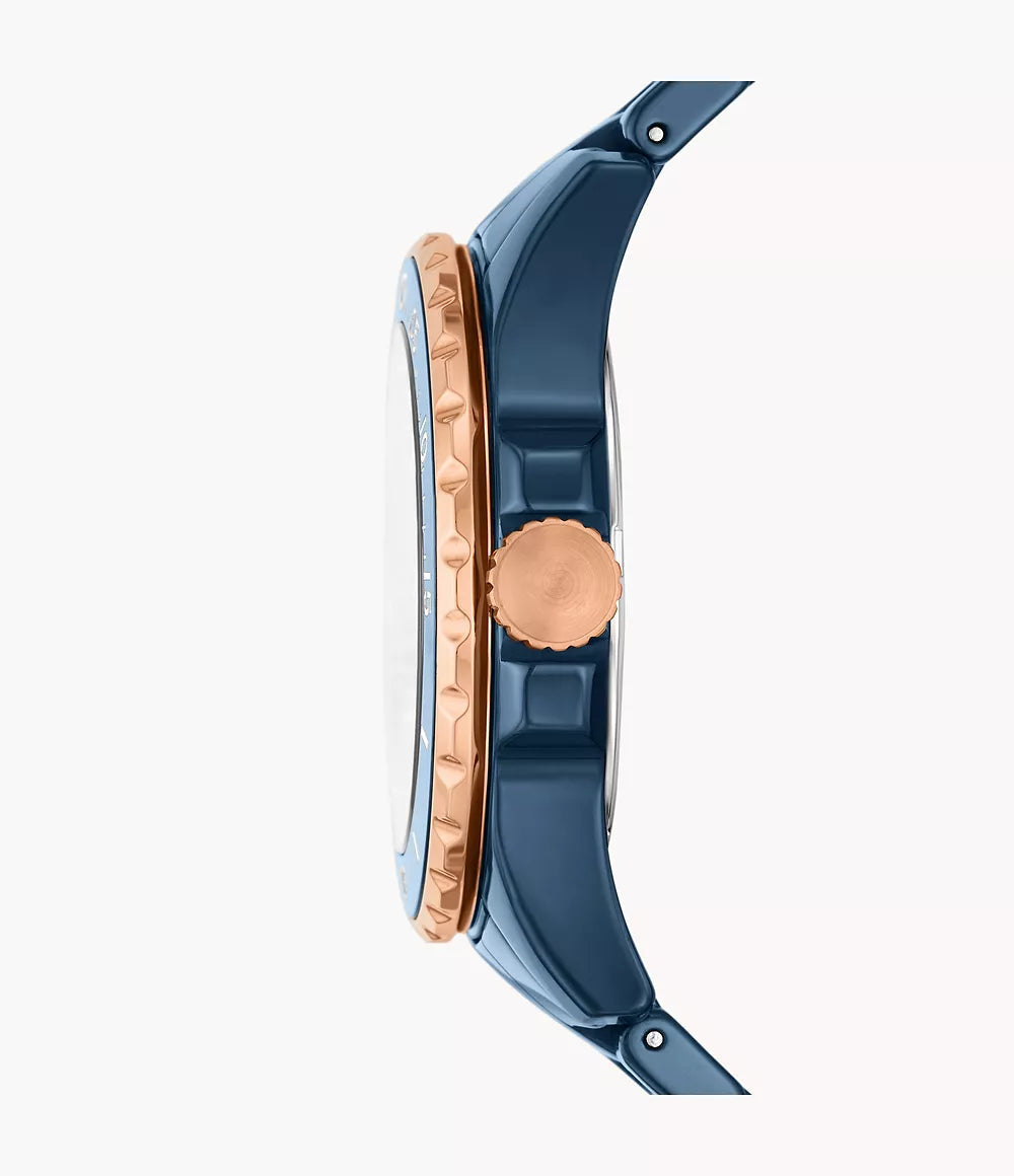 Fossils FB-01 Three-Hand Blue Ceramic Watch CE1125