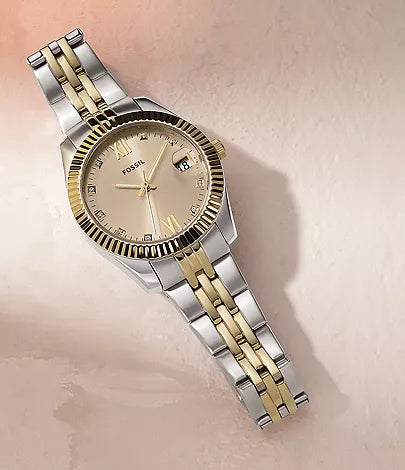 Fossils Scarlette Three-Hand Date Two-Tone Stainless Steel Watch ES4949