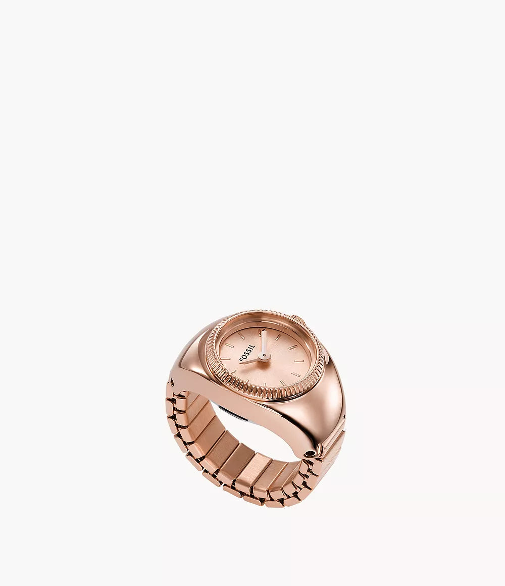 Fossils Watch Ring Two-Hand Rose Gold-Tone Stainless Steel ES5247