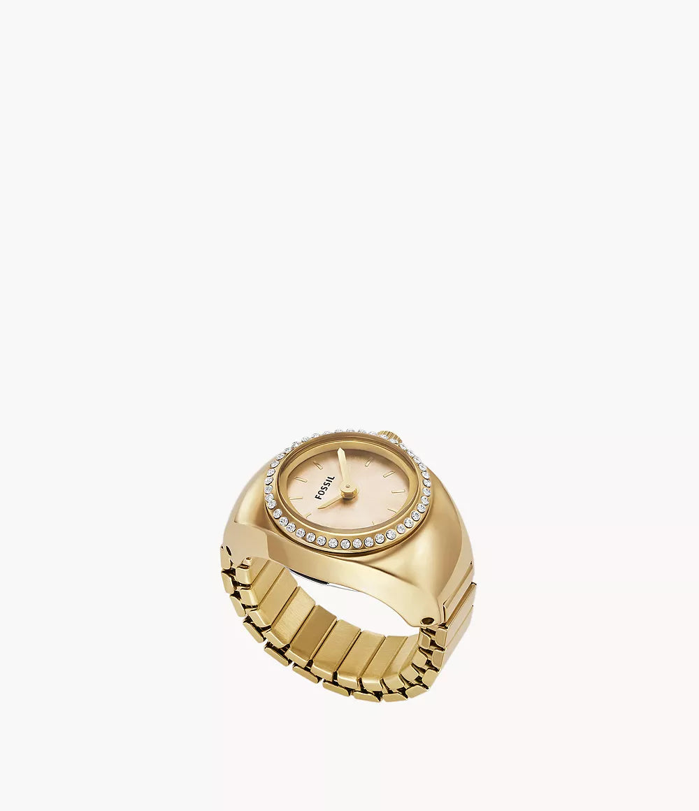 Fossils Watch Ring Two-Hand Gold-Tone Stainless Steel ES5319