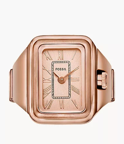 Fossils Raquel Watch Ring Two-Hand Rose Gold-Tone Stainless Steel ES5345
