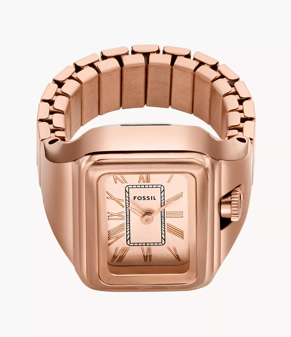 Fossils Raquel Watch Ring Two-Hand Rose Gold-Tone Stainless Steel ES5345