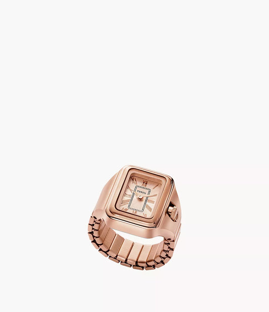 Fossils Raquel Watch Ring Two-Hand Rose Gold-Tone Stainless Steel ES5345