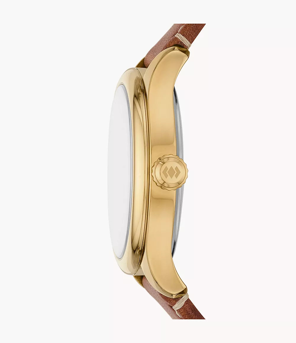 Fossil Gilmore Three-Hand Date Medium Brown Leather Watch ES5397