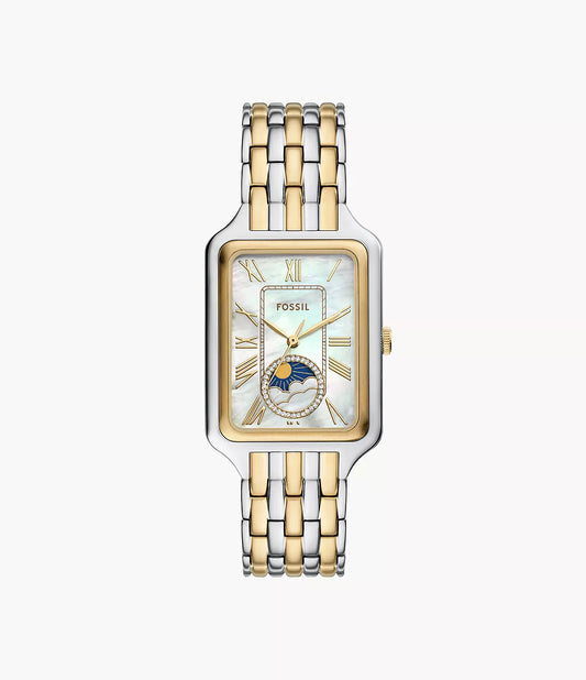 Fossils Raquel Sun Moon Multifunction Two-Tone Stainless Steel Watch ES5399