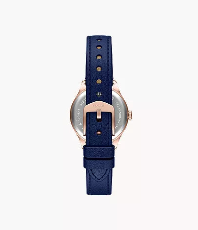 Fossil Gilmore Three-Hand Navy Leather Watch ES5424