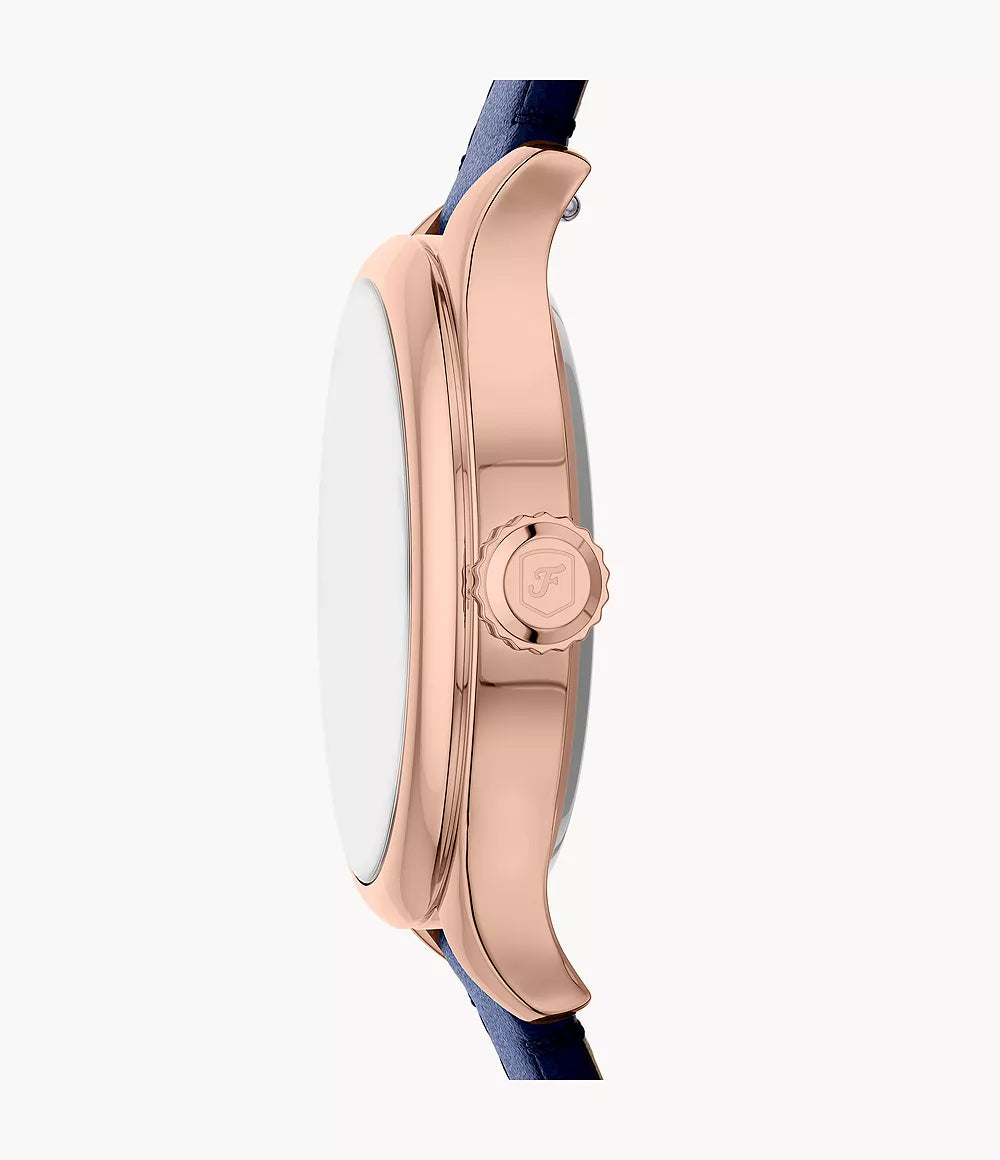 Fossil Gilmore Three-Hand Navy Leather Watch ES5424