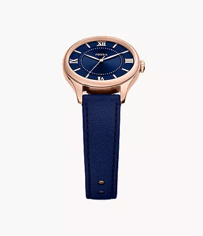 Fossil Gilmore Three-Hand Navy Leather Watch ES5424