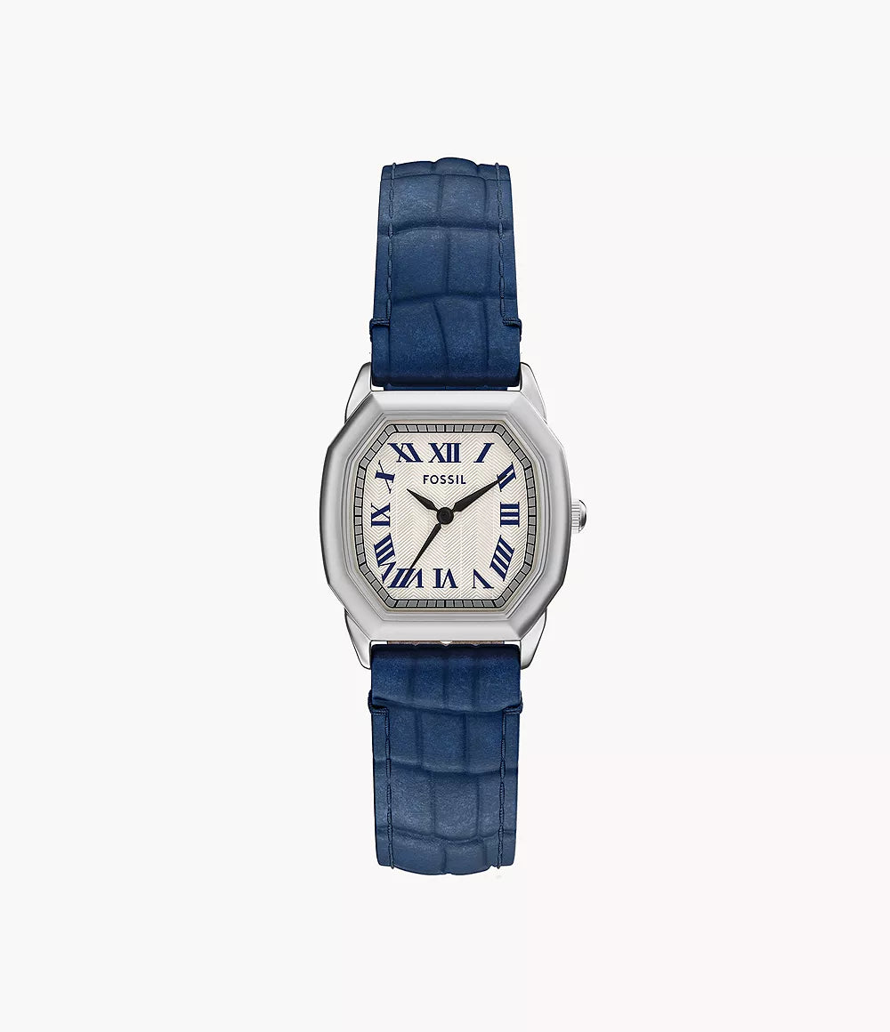 Fossils Harlow Three-Hand Navy Croco Leather Watch ES5425