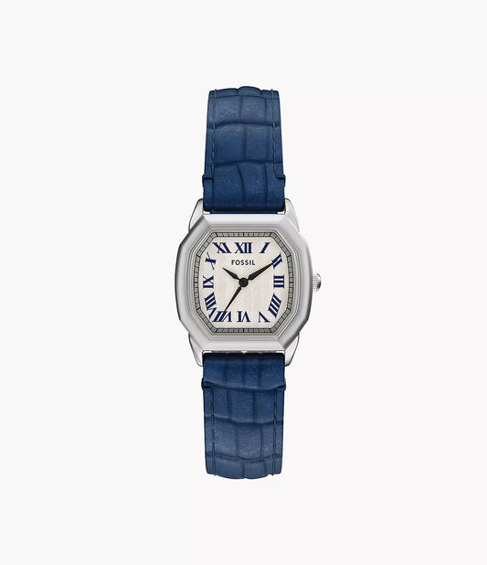 Fossils Harlow Three-Hand Navy Croco Leather Watch ES5425