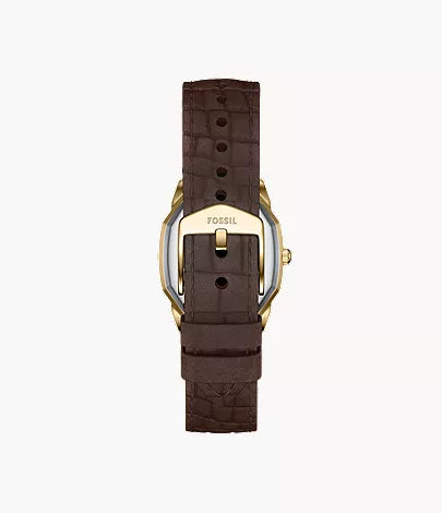 Fossils Harlow Three-Hand Brown Croco Leather Watch ES5426