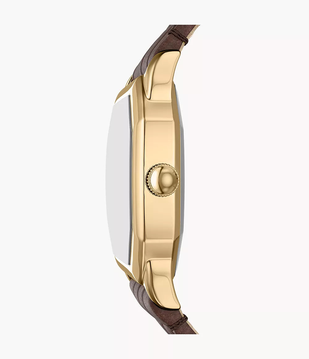 Fossils Harlow Three-Hand Brown Croco Leather Watch ES5426