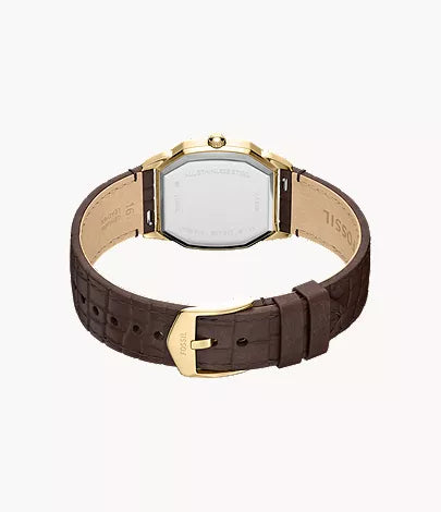 Fossils Harlow Three-Hand Brown Croco Leather Watch ES5426