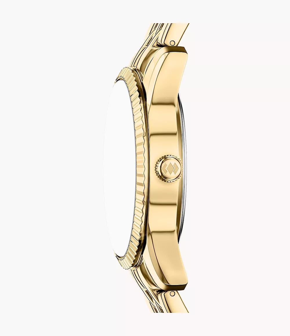 Fossils Scarlette Three-Hand Day-Date Gold-Tone Stainless Steel Watch ES5460