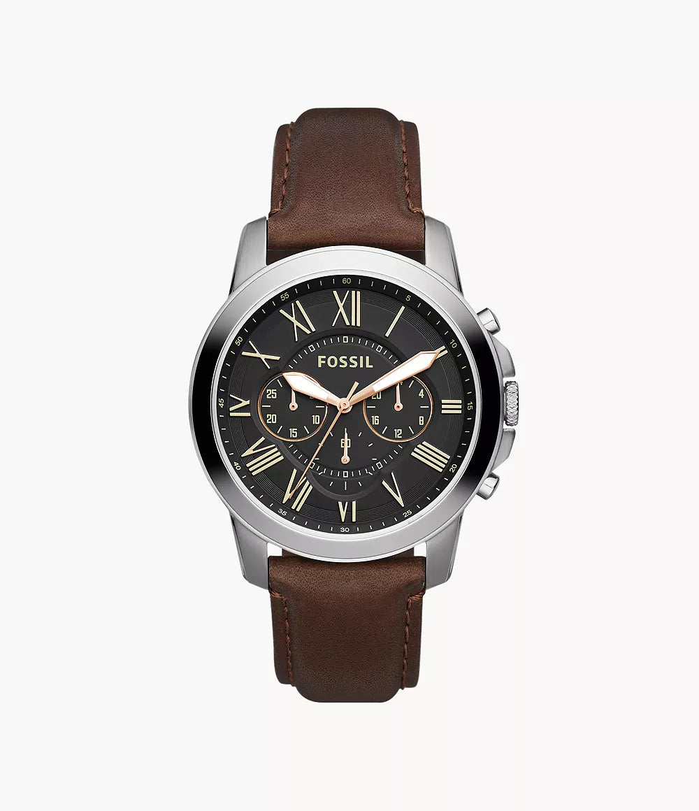 Fossils Grant Chronograph Brown Leather Watch FS4813