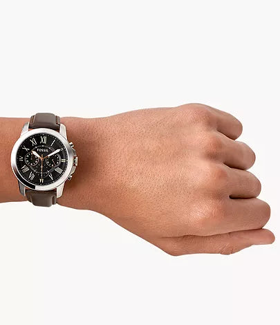 Fossils Grant Chronograph Brown Leather Watch FS4813