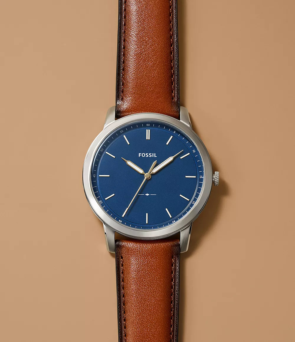Fossils Minimalist Slim Three-Hand Light Brown Leather Watch FS5304