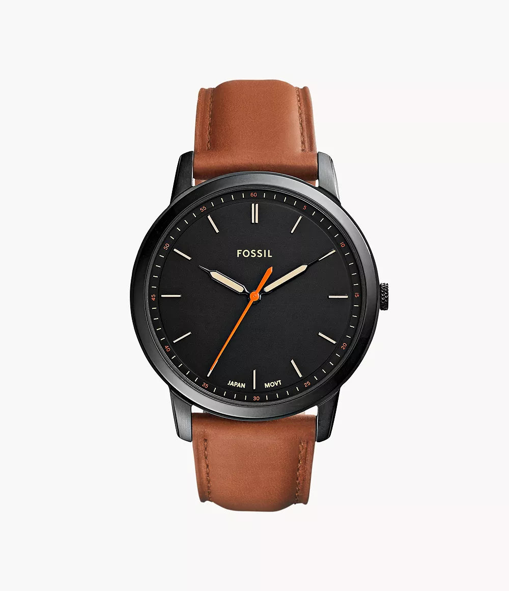 Fossils Minimalist Slim Three-Hand Light Brown Leather Watch FS5305