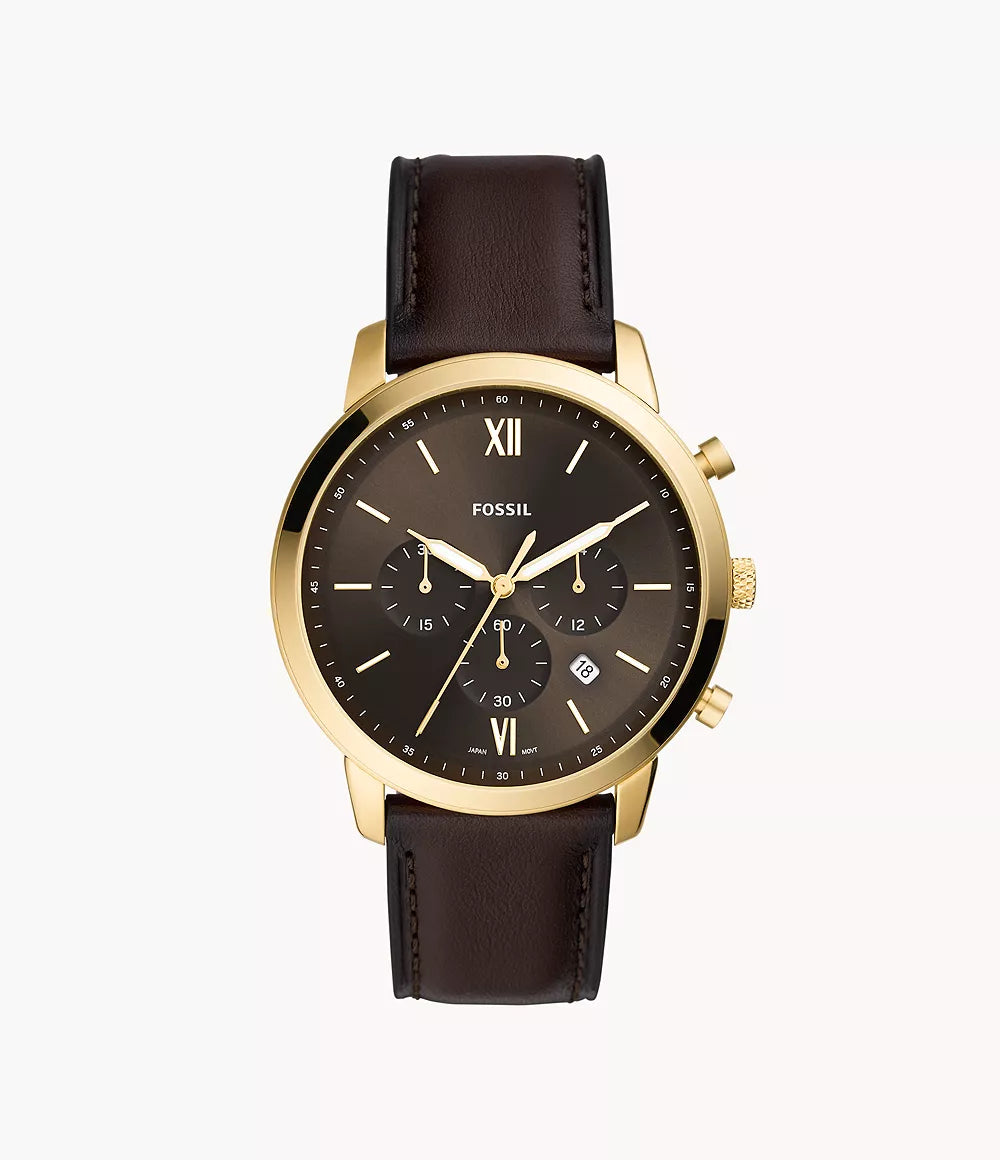 Fossils Neutra Chronograph Brown Leather Watch FS5763