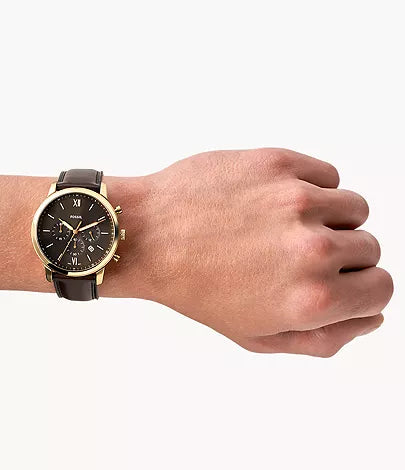 Fossils Neutra Chronograph Brown Leather Watch FS5763
