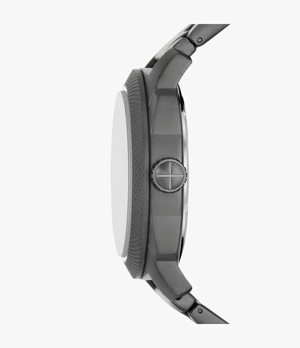 Fossils Machine Three-Hand Date Smoke Stainless Steel Watch FS5970