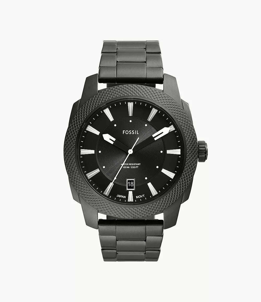 Fossils Machine Three-Hand Date Smoke Stainless Steel Watch FS5970