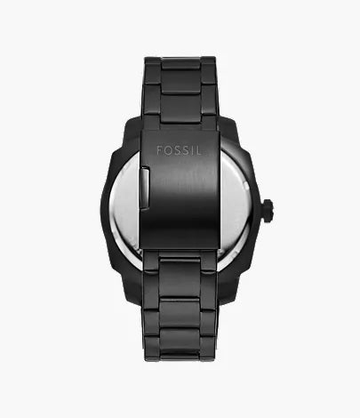 Fossils Machine Three-Hand Date Black Stainless Steel Watch FS5971