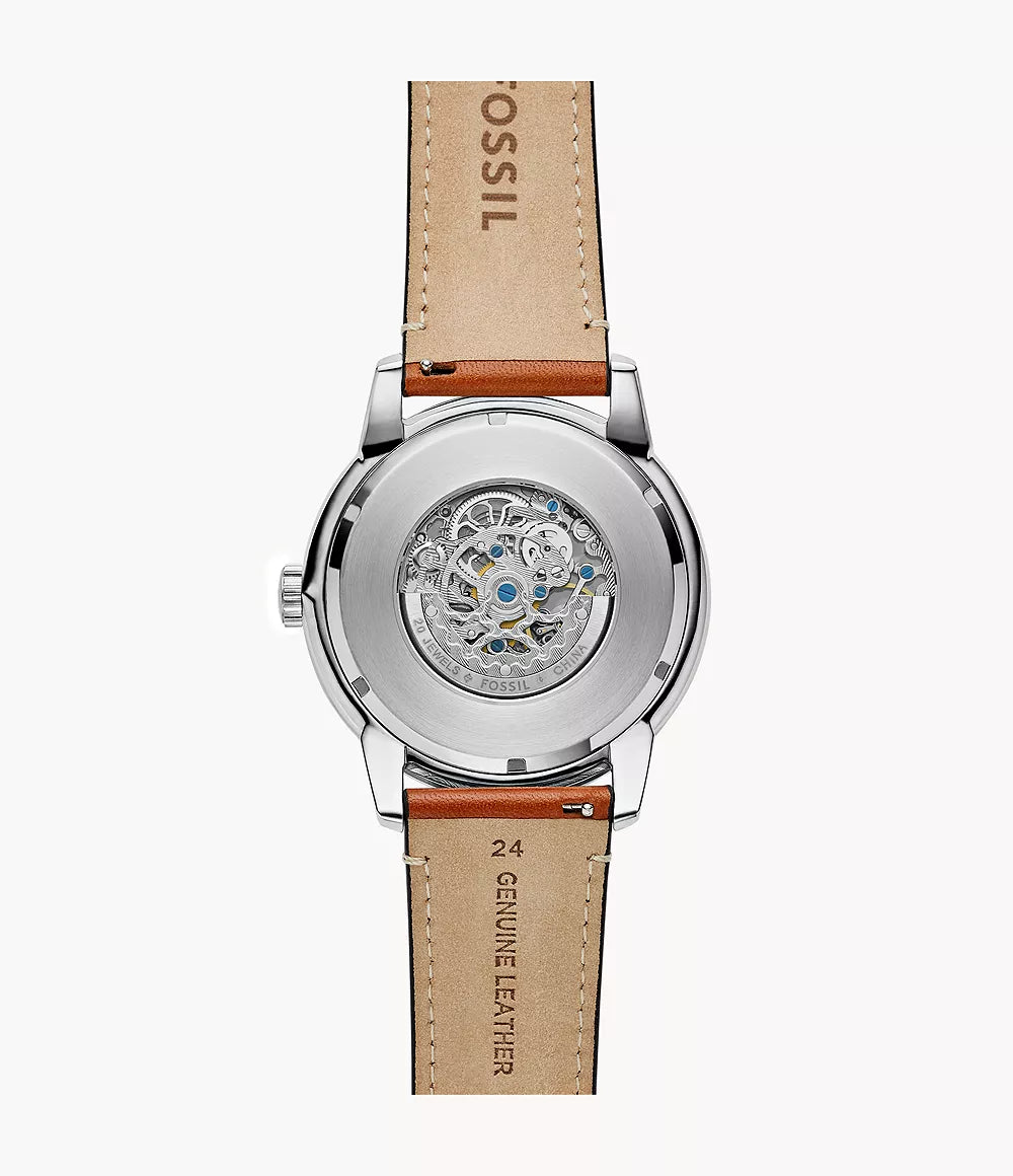 Fossils Townsman 48mm Automatic Light Brown Leather Watch ME3154