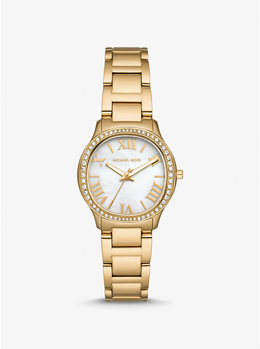 Michael Kors Sage mini gold-tone pave watch MK4822