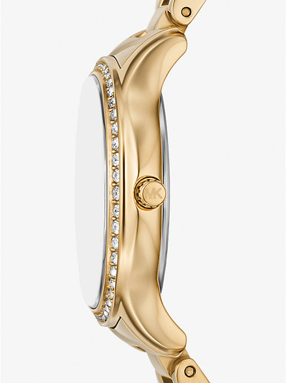 Michael Kors Sage mini gold-tone pave watch MK4822