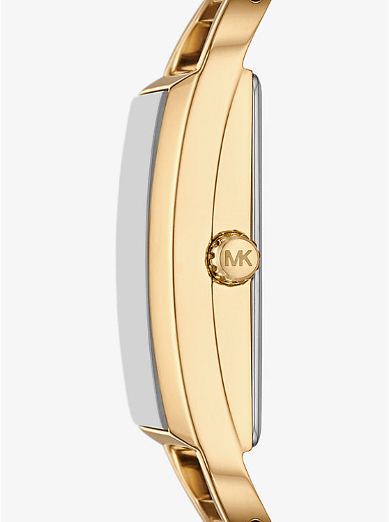 Michael Kors Mini Empire watch in gold tone with pavé and rigid bracelet MK4840