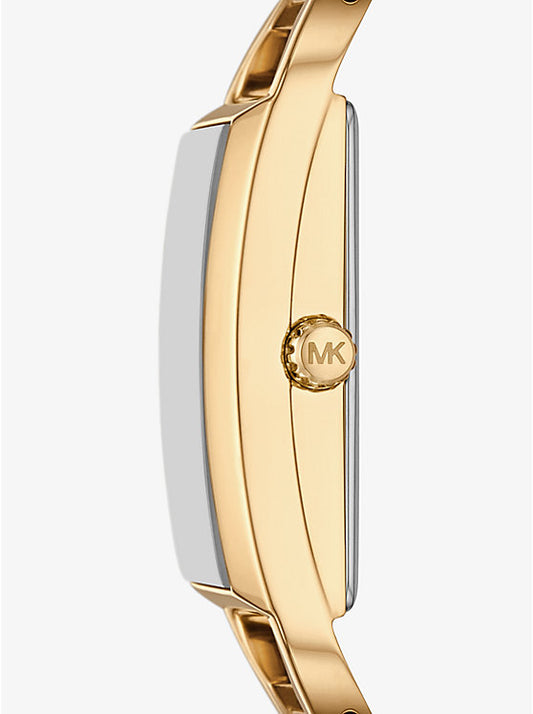 Michael Kors Mini Empire watch in gold tone with pavé and rigid bracelet MK4840