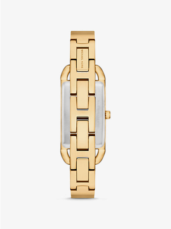 Michael Kors Mini Empire watch in gold tone with pavé and rigid bracelet MK4840