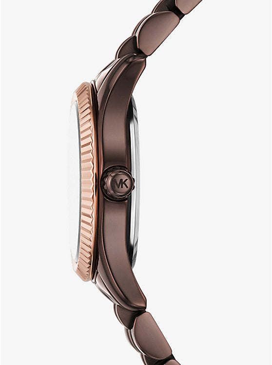 Michael Kors Lexington Petite Espresso-Tone Watch with Pave MK4844