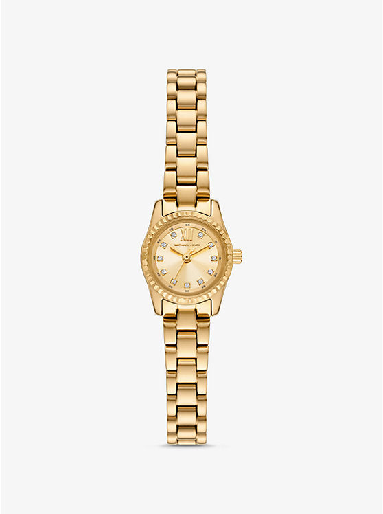 Michael Kors Lexington mini gold-tone pave watch MK4862