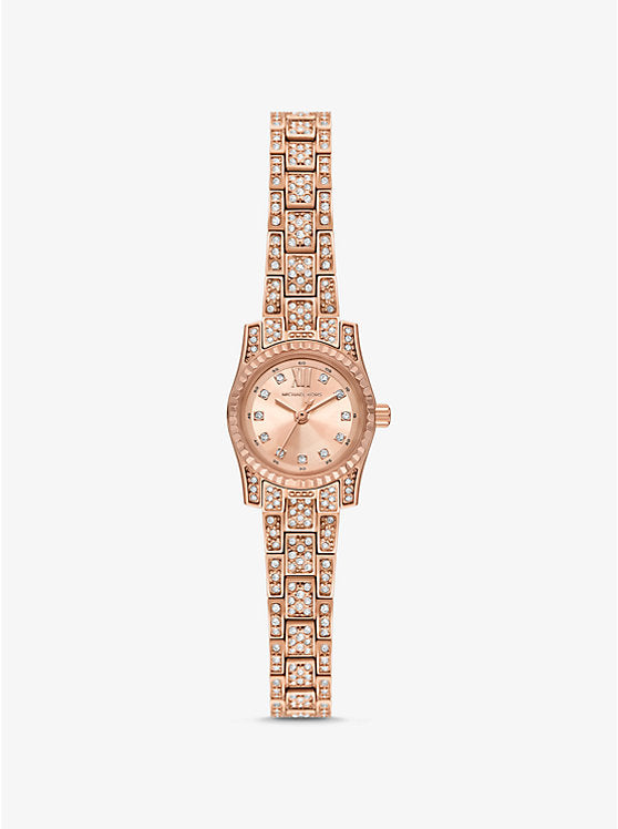Michael Kors Lexington mini rose gold-tone pave watch MK4863