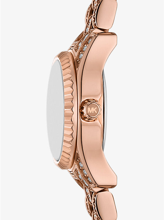 Michael Kors Lexington mini rose gold-tone pave watch MK4863