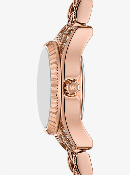 Michael Kors Lexington mini rose gold-tone pave watch MK4863