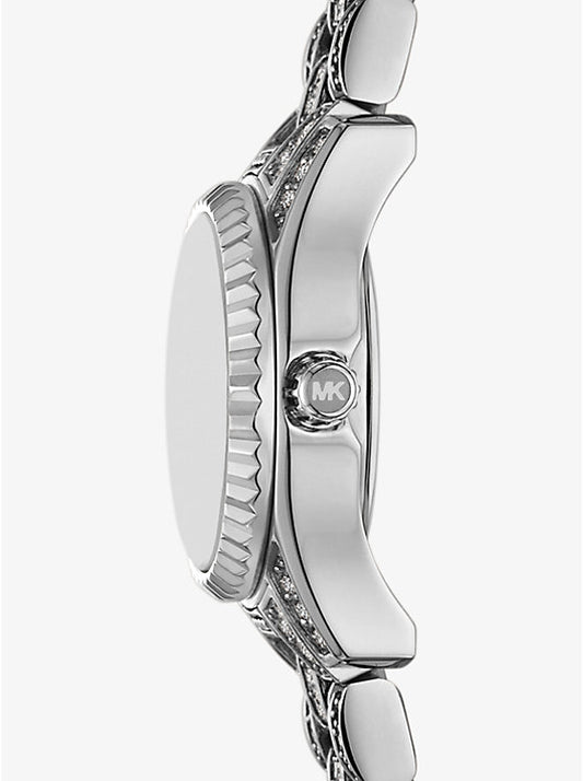 Michael Kors Lexington mini watch in silver tone with pave MK4864