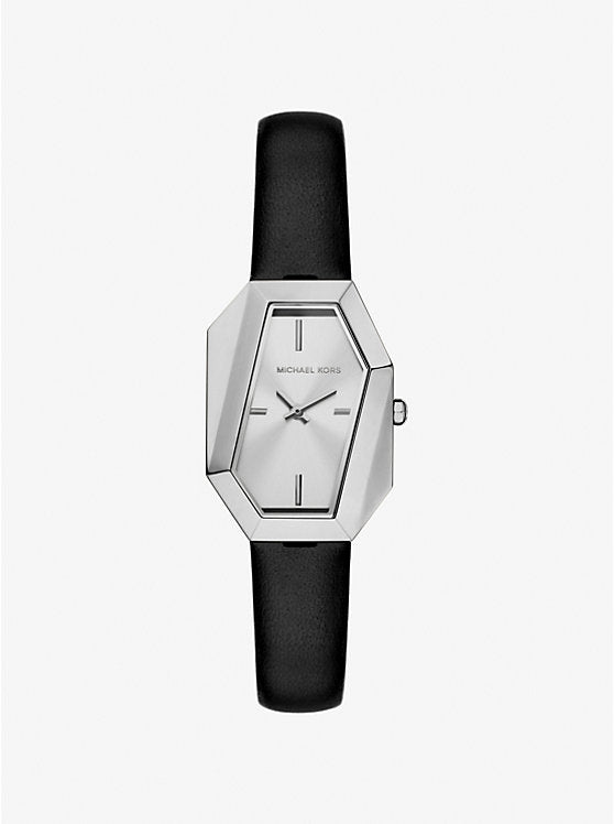 Michael Kors Suri silver-tone watch with leather strap MK4881