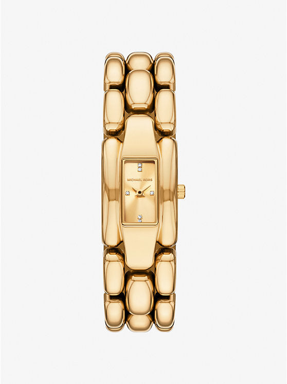 Michael Kors Reloj Hally mini en tono dorado con pave MK4921