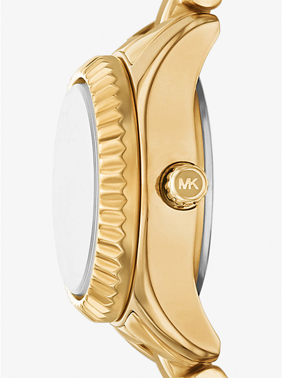 Michael Kors Lexington Miniature Clock Gift Set with Gold-Tone Inlay and Jewelry MK4944SET