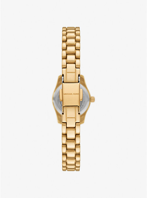 Michael Kors Lexington Miniature Clock Gift Set with Gold-Tone Inlay and Jewelry MK4944SET