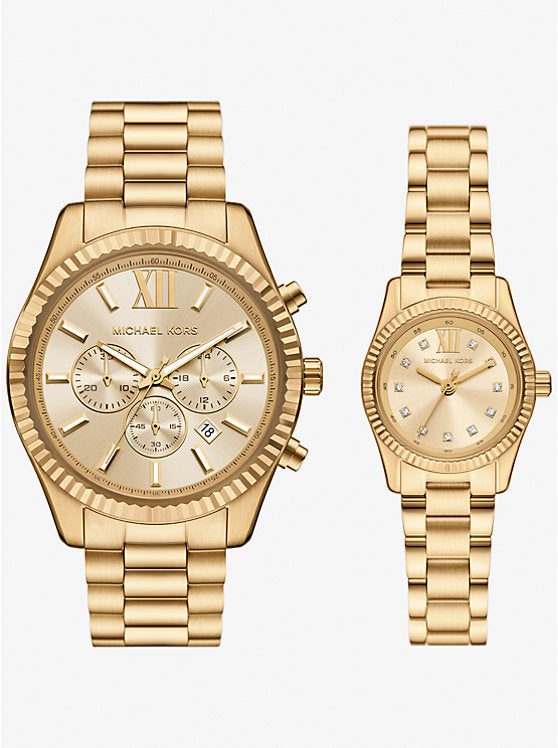 Michael Kors Lexington His and Hers Gold-Tone Watch Set MK4950SET
