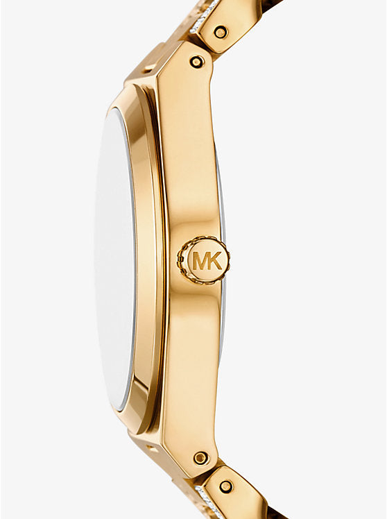 Michael Kors Lennox gold-tone watch with curved pave link chain MK7487