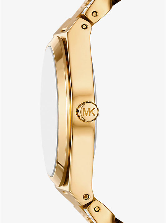 Michael Kors Lennox gold-tone watch with curved pave link chain MK7487
