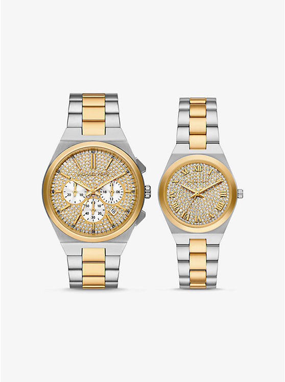 Michael Kors Lennox His and Hers Two-Tone Inlaid Watch Set MK7503SET