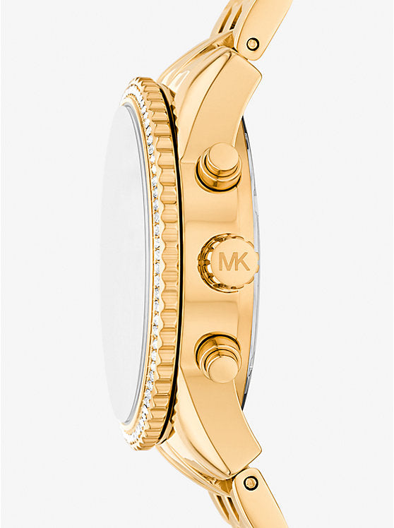 Michael Kors Reloj Ritz mini en tono dorado con pave MK7530