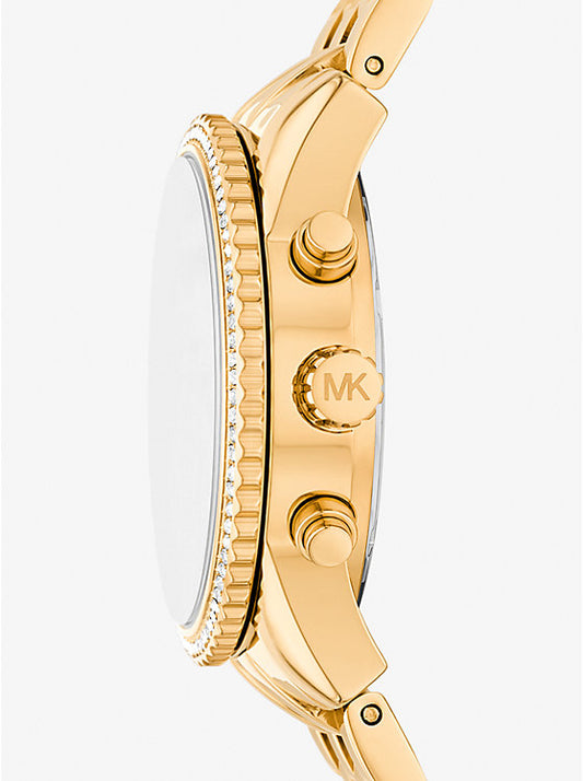 Michael Kors Reloj Ritz mini en tono dorado con pave MK7530