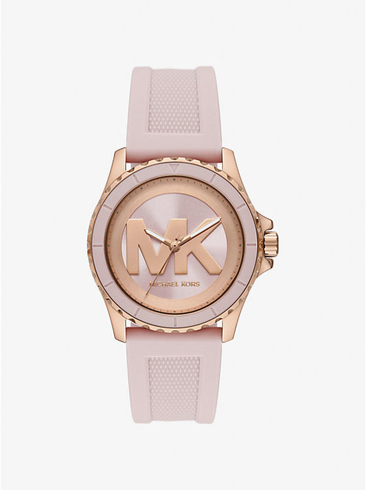 Michael Kors Everest oversized watch with rose gold-tone silicone strap MK7536